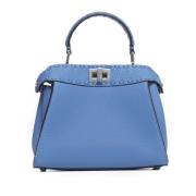 Fendi Peekaboo Mini Väska i Violett Blå Blue, Dam