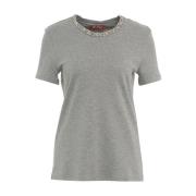 Max Mara Grå Strass Detalj T-shirt Gray, Dam