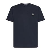 Stone Island Blå Bomull T-shirt med Logo Patch Blue, Herr