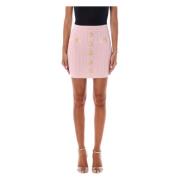 Balmain Golden Button Stickad Kjol Pink, Dam