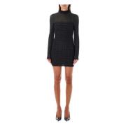 Balmain Monogram 3D Mini Klänning Svart Silver Black, Dam