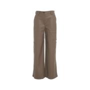 8PM Beige Faux Leather Cargo Pants Beige, Dam