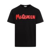 Alexander McQueen Svart Crew Neck Logo T-shirt Black, Herr