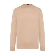 Kiton Mjuk Bomull Rundhals Tröja Beige, Herr