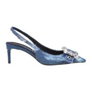 Dolce & Gabbana Denim Patchwork Högklackade Pumps Blue, Dam