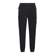 Stone Island Svarta Tapered Bomullsbyxor Black, Herr