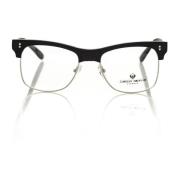 Frankie Morello Svarta Clubmaster Glasögon med Metallram Black, Unisex