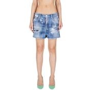 Dsquared2 Denim Shorts - Blå, Distressed Stil Blue, Dam