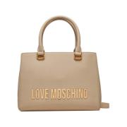 Moschino Ivory Läder Handväska Elegant Stilfull Beige, Dam