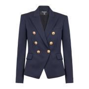 Balmain Ull Dubbelknäppt Kavaj Blue, Dam