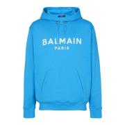 Balmain Tryckt Paris-huva Blue, Herr