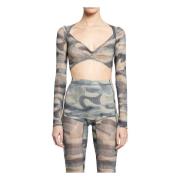 Knwls Camo V-ringad Långärmad Crop Top Multicolor, Dam