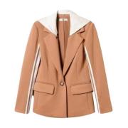 Twinset Beige Blazerjacka med Avtagbar Huva Beige, Dam