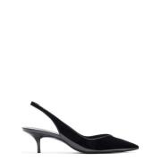 Stuart Weitzman Elegant Slingback Pump med V-Cut Vamp Black, Dam