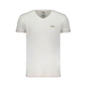 Aeronautica Militare Bomull V-ringad T-shirt med Tryck White, Herr