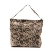 Pompei Donatella Python Print Axelväska med Avtagbar Rem Brown, Dam