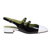 Carel Svart/Vit Lackläder Slingback Pumps Black, Dam