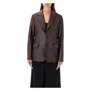 Ralph Lauren Brun Läderblazer Kjol Aw24 Brown, Dam