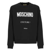 Moschino Svart Bomullssweatshirt Rund Hals Långa ärmar Black, Herr