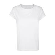 Eleventy Bomull och Läder Crewneck T-shirt White, Dam