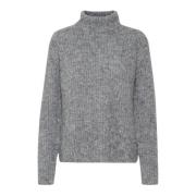 My Essential Wardrobe Rollneck Stickad Tröja Iron Grey Melange Gray, D...