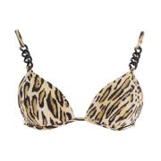 Moschino Animalier Bikini Top - Stilfull och Bekväm Brown, Dam