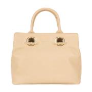 Tosca Blu Handväska - Elegant Läder Tote Väska Beige, Dam