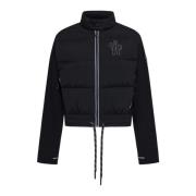 Moncler Svart Stickad Quiltad Vadderad Kofta Black, Dam