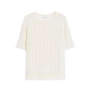 Max Mara Linne Crewneck Stickad Palm Mönster Beige, Dam