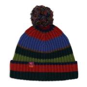 Gallo Grön Ull Kashmir Beanie med Ränder Multicolor, Unisex