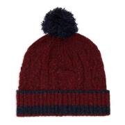 Gallo Burgundy Aran-Stitched Wool Beanie Multicolor, Unisex