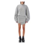 The Attico Mysig Melange Grå Fleece Mini Klänning Gray, Dam