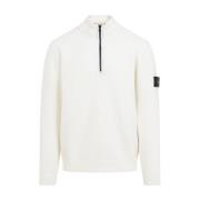 Stone Island Vit Ull Pullover Sweater Aw24 White, Herr