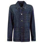 Bottega Veneta Indigo Denim Classic Collar Jacket Blue, Dam