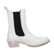 Moma Läder Ankelboots för Kvinnor White, Dam