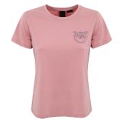 Pinko Broderad Juvel T-shirt i Rosa Pink, Dam