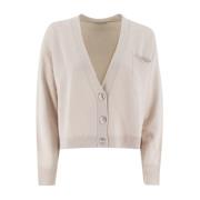 Peserico Mjuk Linje Cardigan med Sidoficka Beige, Dam