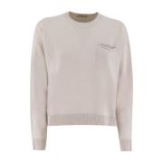 Peserico Klassisk Jumper med Framficka Beige, Dam