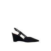 Parallele Svart Slingback Mocka Klackar Black, Dam