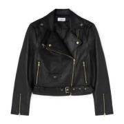 Motivi Faux Leather Biker Jacket Black, Dam