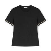 Motivi Lamé Stickad Manschett T-shirt Black, Dam