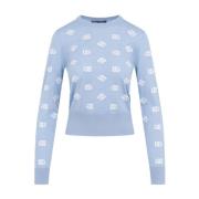 Dolce & Gabbana Logo Pullover Sweater Blue, Dam