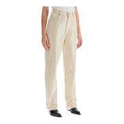 Golden Goose Paljettdekorerade Wide Leg Jeans Beige, Dam