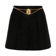 Elisabetta Franchi Svarta Tweed Shorts med Franska Fickor Black, Dam