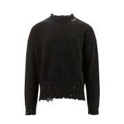 Marni Herr Sweatshirt i Bomull med Broderad Logotyp Black, Herr