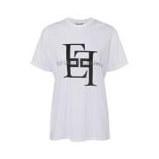 Elisabetta Franchi Logo T-Shirt - Avslappnad Stil White, Dam