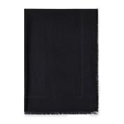 Elisabetta Franchi Jacquard Brev Pashmina Sjal Svart Black, Dam