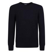 Drumohr Blå Cable Knit Rund Hals Sweatshirt Blue, Herr