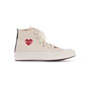 Comme des Garçons Play Canvas Hi-Top Chuck Sneakers White, Dam