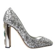 Dolce & Gabbana Silver Paljett Kristall Klackar Pumps Gray, Dam